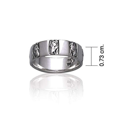 Horse Head Silver Band Ring TR3556 - Jewelry